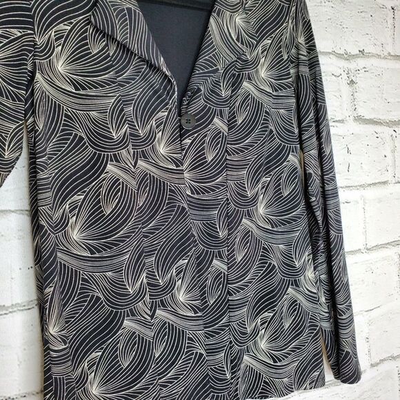 J Jill Wearever Collection Jacket Top Womens Small One Button Black White - Picture 5 of 9